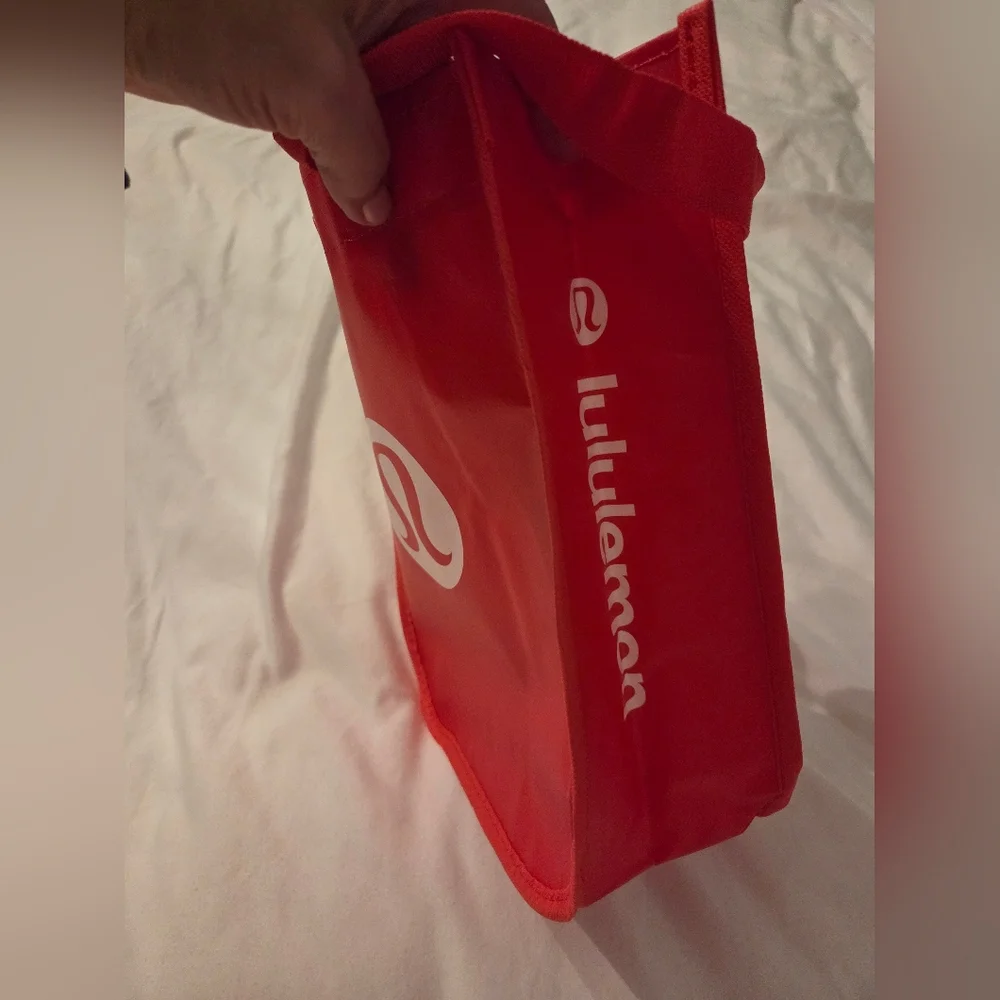 lululemon Red Reusable Shoping Bag with White Print